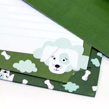 Artoz Papier Laiškų Popieriaus Rinkinys su Vokais Šuns Motyvu Alyvuogių Žalia DIN A5 80 g/m² 1 Pak.