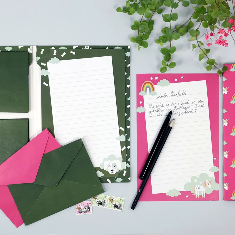 Artoz Papier Laiškų Popieriaus Rinkinys su Vokais Šuns Motyvu Alyvuogių Žalia DIN A5 80 g/m² 1 Pak.