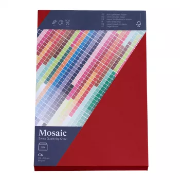 Artoz Papier Mosaic Vokai DIN C6 be langelio, ugnies raudoni, drėkinamo lipnaus sluoksnio, 20 vnt.