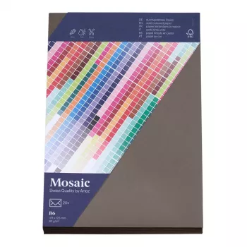 Artoz Papier Mosaic vokai DIN B6 be langelio, grafito spalvos, su klijavimo briauna, 20 vnt.