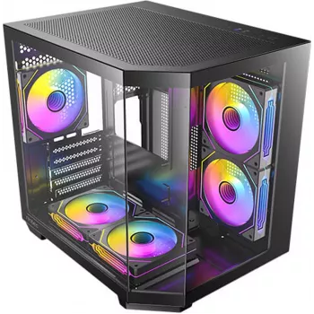 Antec CX M2 ARGB B Micro-ATX korpusas, juodas, grūdintas stiklas, 5x120mm ARGB ventiliatoriai