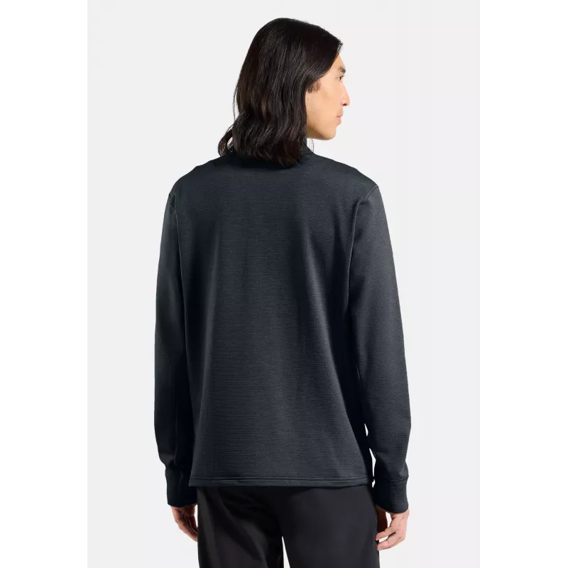 Odlo Grid Fleece Mid Layer Full Zip Jacket - Black Melange, Size L