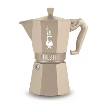 Bialetti MOKA EXCLUSIVE 6TZ Induction Moka Pot, Sand, 6 Cups