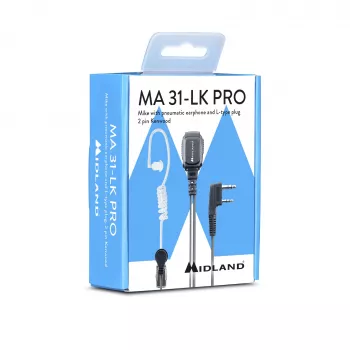 Midland MA 31LK Pro laidinė ausinė su akustiniu vamzdeliu – juoda/skaidri