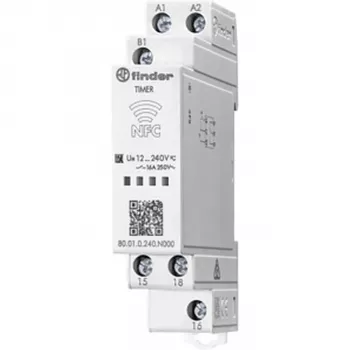 Finder 80.01.0.240.N000 Daugiafunkcinis laiko relė, 240 V AC/DC, 2 s – 24 h, 1 CO, sraigtiniai gnybtai, 17,5 mm