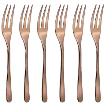 Sambonet Taste Cake Fork Set 6 Pieces Copper