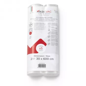Magic Vac 2 vakuuminio sandarinimo plėvelės ritinėliai su etikete 30 cm x 6 m