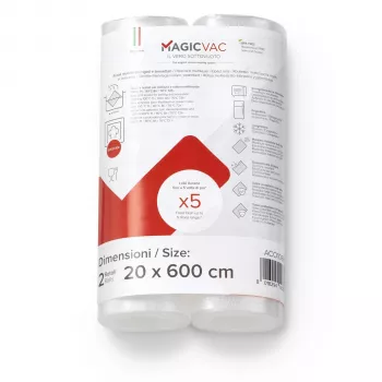 „MagicVac 2“ vakuuminio sandarinimo plėvelės ritiniai 20 cm x 6 m (2 vnt.) – be BPA, maistinis, daugkartinio naudojimo