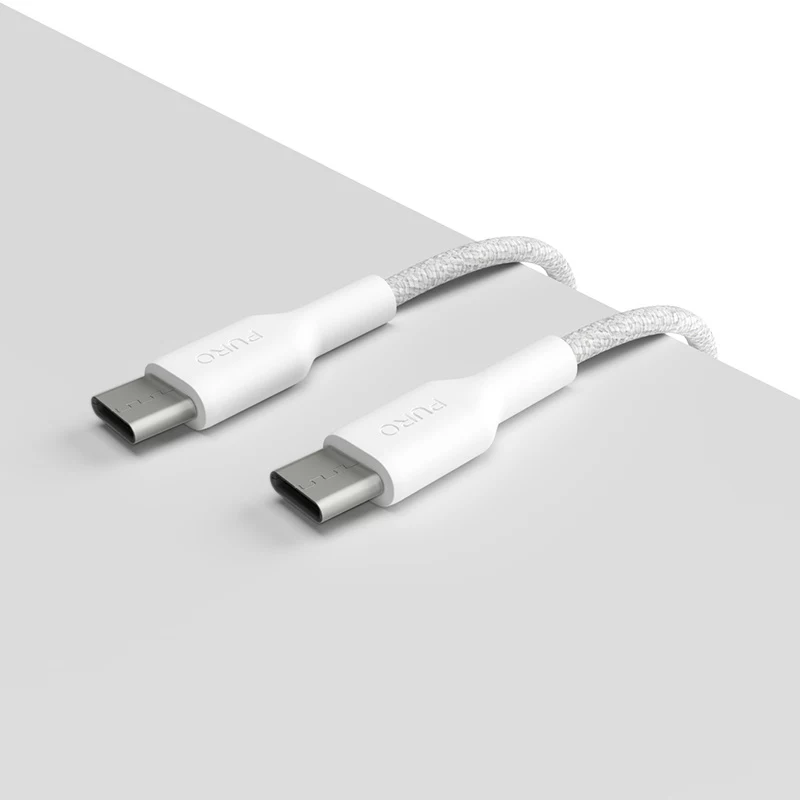 PURO Fabric Heavy Duty Braided USB-C į USB-C laidas 1,2 m baltas