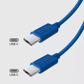 SBS TECABLE TISSUE TCCB USB-C į USB-C laidas 1,5 m 60 W pintas – mėlynas
