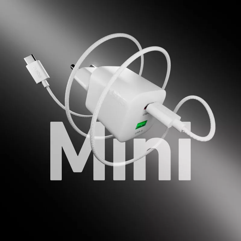 STEP BY STEP SBS 30W 1C + 1A White USB-C įkroviklis su 1,5 m kabeliu