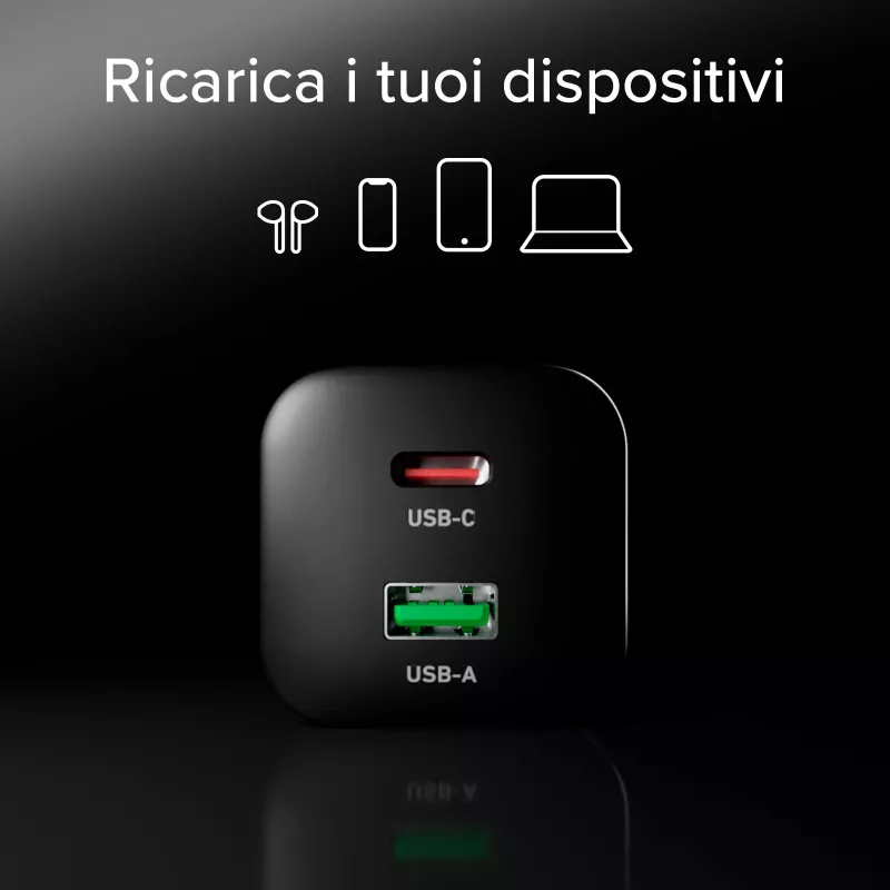 STEP BY STEP SBS 65W USB-C įkroviklis su 1x USB-C ir 1x USB-A, juodas, 1,5 m USB-C laidas