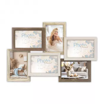 ZEP Trani 6Q SH566 MDF kelių nuotraukų galerijos rėmelis 6 nuotraukoms 10x15 cm juodas