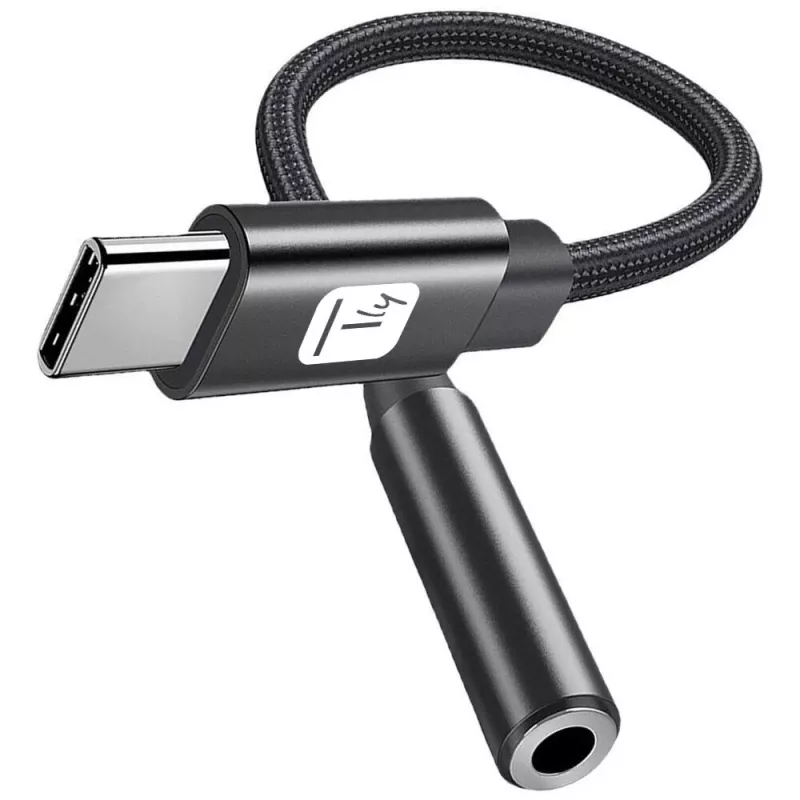 TECHLY USB-C į 3,5 mm garso adapteris su DAC, 12 cm, juodas