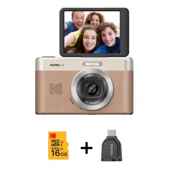 Kodak PixPro C1 skaitmeninis fotoaparatas rudas + 16GB atminties kortelė