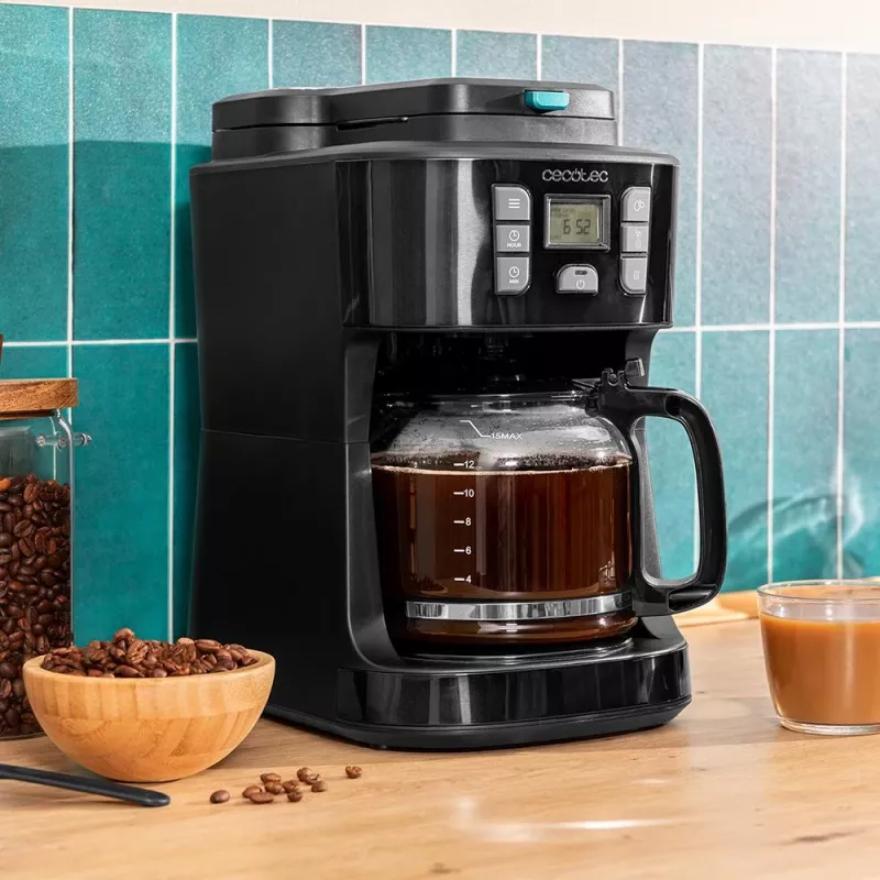 Cecotec Coffee 66 Grind & Drop Kavos Virimo Aparatas su Kūgine Girnosele, 1.2 L, 900 W, Juodas