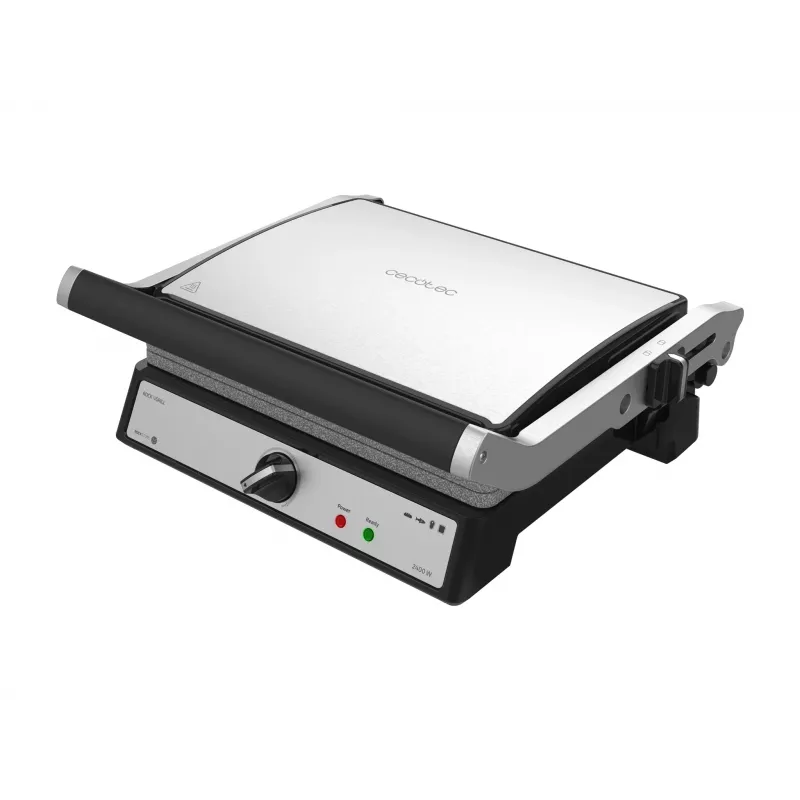 Cecotec Rock'nGrill Multi 2400 UltraRapid 2400W elektrinis kontaktinis grilis su RockStone nelimpančia danga, reguliuojamu termostatu, nuimamomis plokštėmis, tinkamas plauti indaplovėje, nerūdijantis plienas