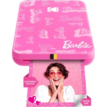 KODAK Step Slim Barbie Momentinė nuotraukų spausdintuvė – Bluetooth 5.0, ZINK Zero Ink technologija, 2x3 col. nuotraukos, Barbie rožinė