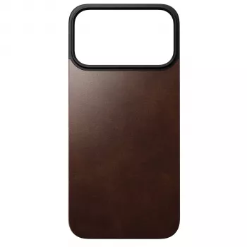 Nomad Modern Leather Back Case, skirta Apple iPhone 17 Pro Max, suderinama su MagSafe, iš viso grūdo Horween odos, Rustic Brown