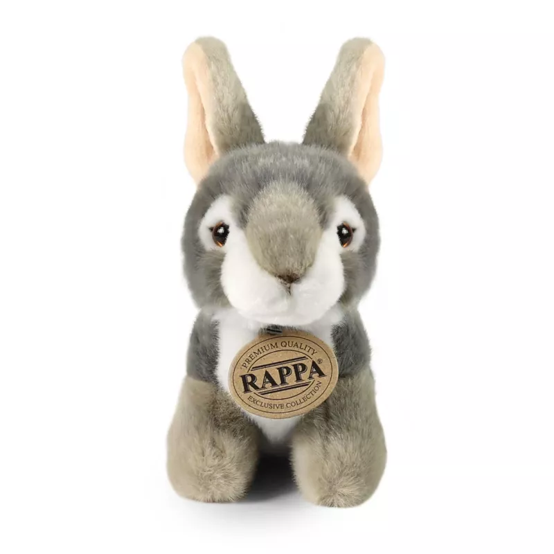 Rappa Eco-Friendly Realistic Plush Rabbit Toy Grey Sitting 16 cm