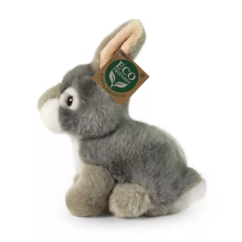 Rappa Eco-Friendly Realistic Plush Rabbit Toy Grey Sitting 16 cm