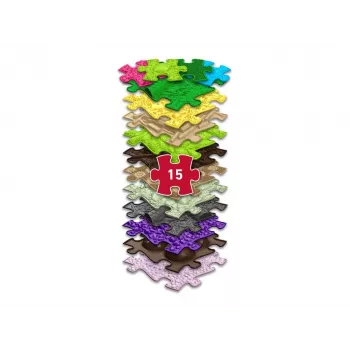 MUFFIK Ortopedinis Sensorinis Kilimėlių Rinkinys 15-in-1 Interlocking Puzzle Tiles, 15 vnt., Įvairiaspalvis