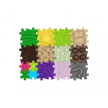 MUFFIK Ortopedinis Sensorinis Kilimėlių Rinkinys 15-in-1 Interlocking Puzzle Tiles, 15 vnt., Įvairiaspalvis