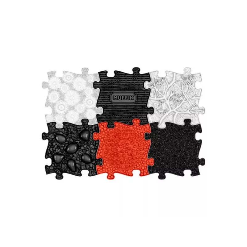 Muffik Orthopedic Sensory Mat Set 6-in-1 Baby Black & White 6 Puzzle Mats Sensory Play Muffik MFK-023-3