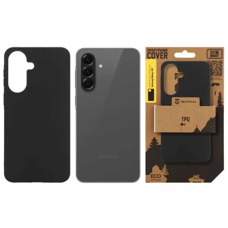 Taktinis Samsung Galaxy A57 TPU dėklas, juodas