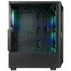 Rampage SHIVA Mid Tower PC Case su grūdinto stiklo langu ir 4x 120 mm Rainbow RGB ventiliatoriais, juoda