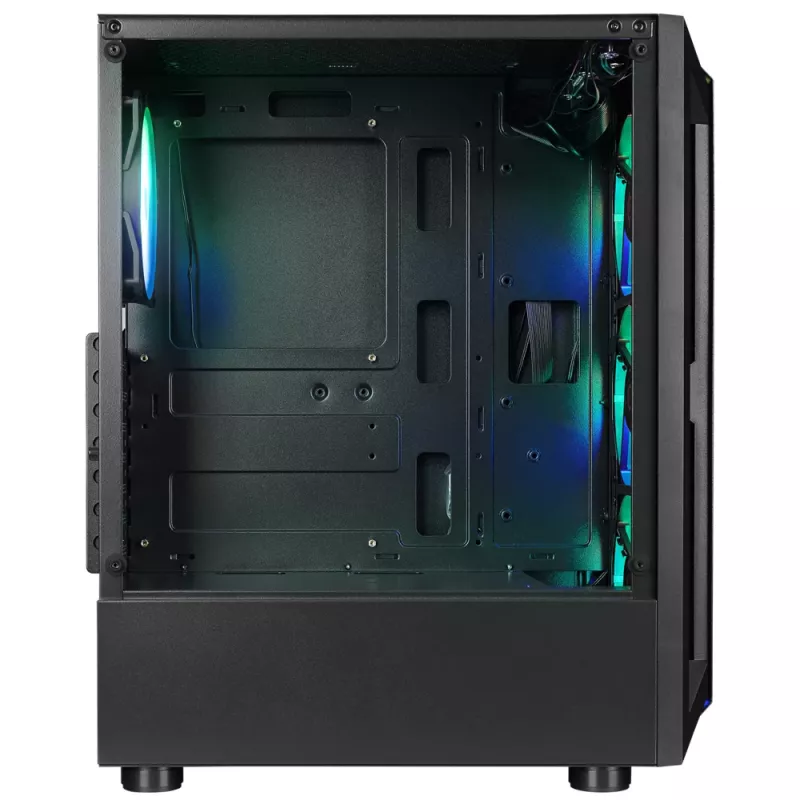 Rampage SHIVA Mid Tower PC Case su grūdinto stiklo langu ir 4x 120 mm Rainbow RGB ventiliatoriais, juoda