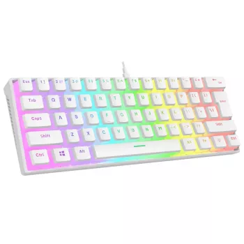 Rampage Radiant K11 60% mechaninė žaidimų klaviatūra, balta, Blue Switch, RGB