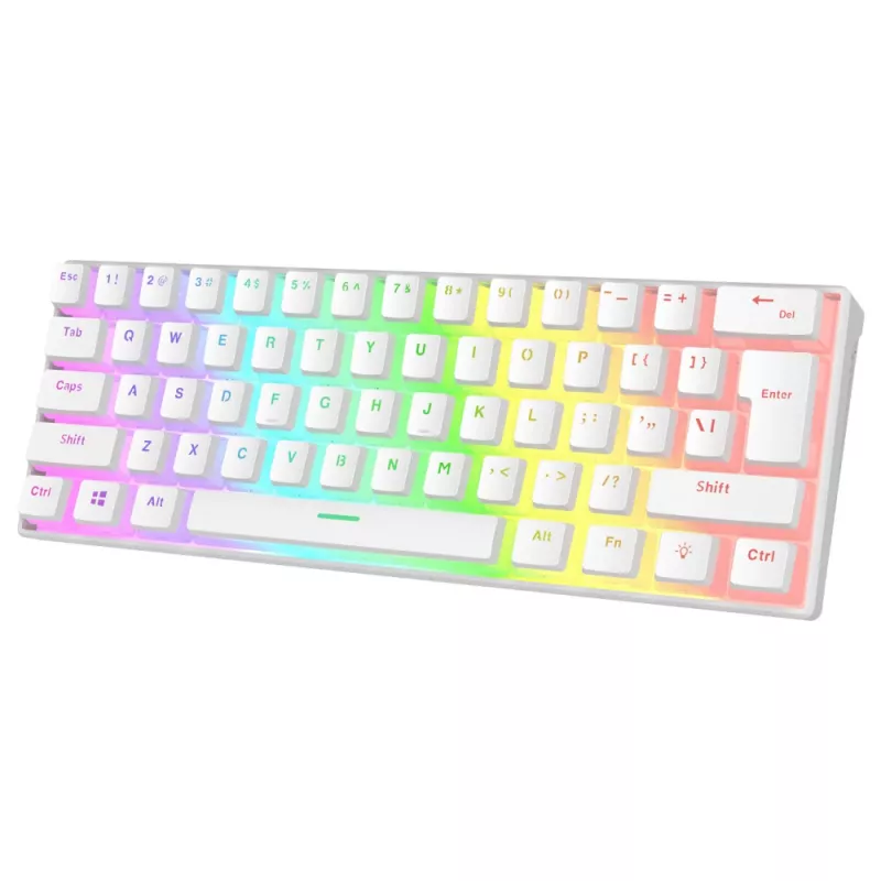 Rampage Radiant K11 60% mechaninė žaidimų klaviatūra, balta, Blue Switch, RGB
