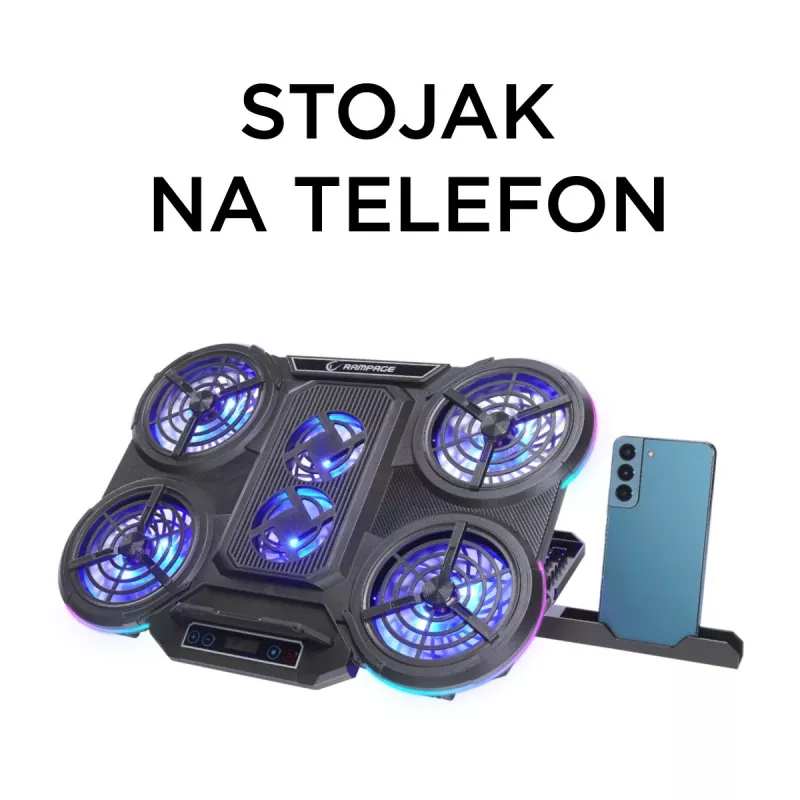 Rampage PROTE R6 nešiojamojo kompiuterio aušinimo stovas, 10-17 colių, RGB