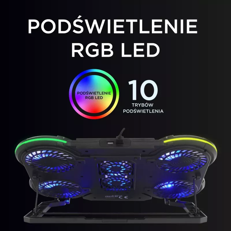 Rampage PROTE R6 nešiojamojo kompiuterio aušinimo stovas, 10-17 colių, RGB