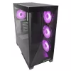 Rampage Hydra V2 Mid-Tower PC Case with 4x 120mm ARGB Fans, Tempered Glass, Black