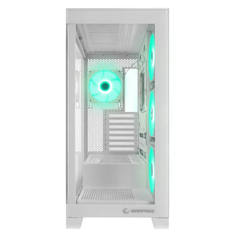 Rampage Hydra V2 Mid Tower PC Case White with 4x 120mm ARGB Fans and Tempered Glass