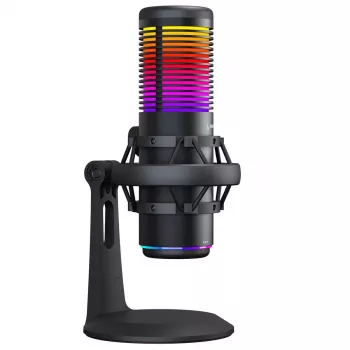 Rampage Bemol RGB USB-C stalinis mikrofonas su amortizuojančiu laikikliu, juodas