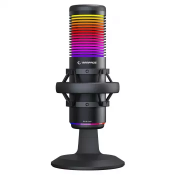 Rampage Bemol RGB USB-C stalinis mikrofonas su amortizuojančiu laikikliu, juodas