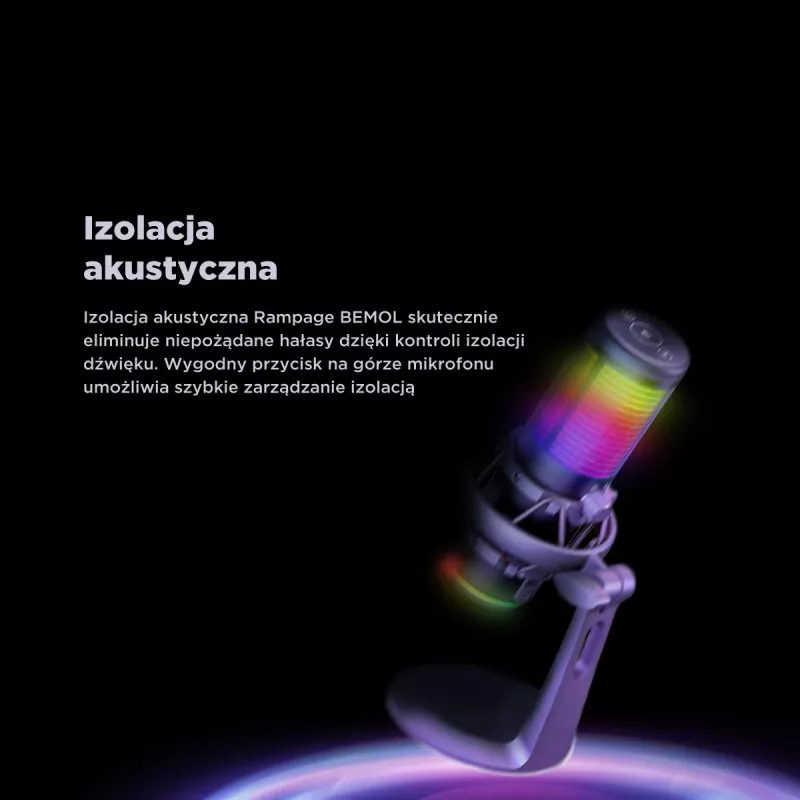 Rampage Bemol RGB USB-C žaidimų mikrofonas, juodas