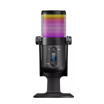 Rampage Diyez RGB USB-C stalinis mikrofonas su garso lygio indikatoriumi, juodas