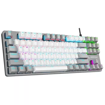 Rampage Snug RGB KRGD Red Mechaninė žaidimų klaviatūra, balta-pilka, 60% išdėstymas, laidinė USB-C