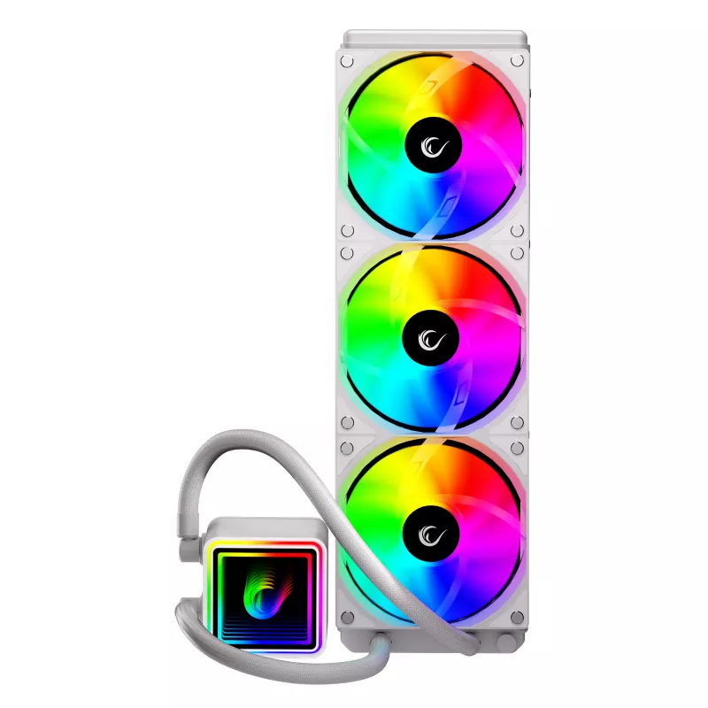 Rampage INFINITE V360 All-in-One Liquid CPU Cooler 360mm ARGB, Temperature Display, White