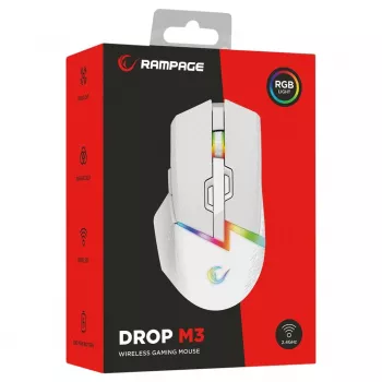 Rampage Drop M3 V2 belaidė žaidimų pelė 24000 DPI 1000 Hz balta