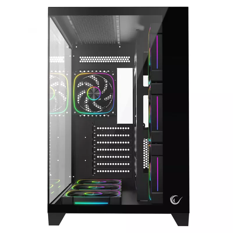 RAMPAGE SEALITE-BLACK Mid-Tower PC Case with Tempered Glass, 7x ARGB PWM Fans, Black