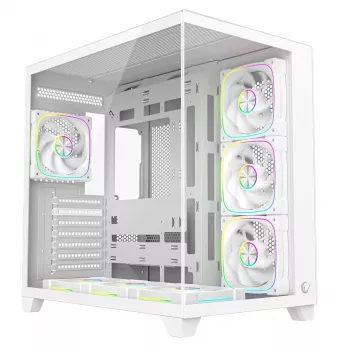 RAMPAGE SEALITE-WHITE Mid-Tower PC Case with Tempered Glass, 7x ARGB PWM Fans, White