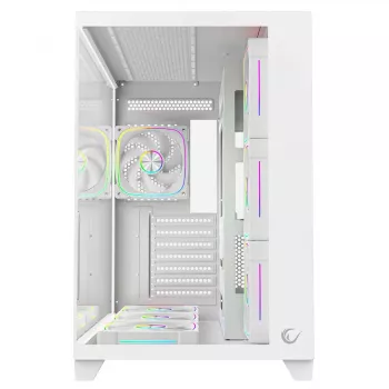 RAMPAGE SEALITE-WHITE Mid-Tower PC Case with Tempered Glass, 7x ARGB PWM Fans, White