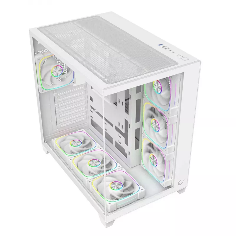 RAMPAGE SEALITE-WHITE Mid-Tower PC Case with Tempered Glass, 7x ARGB PWM Fans, White