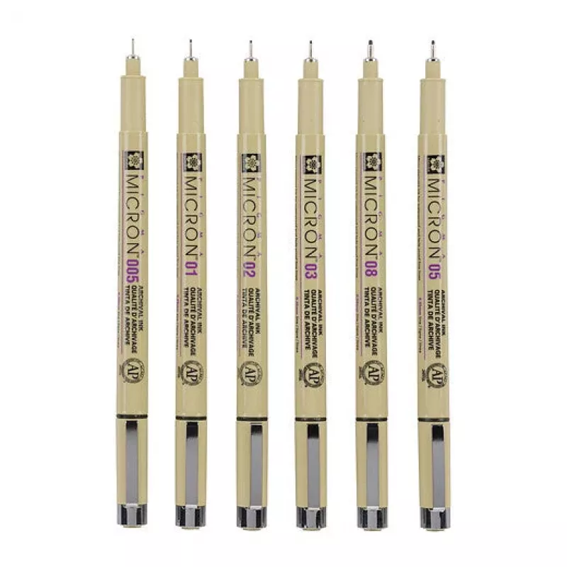 Sakura Pigma Micron Fineliner rašiklių rinkinys 6 vnt. juodi