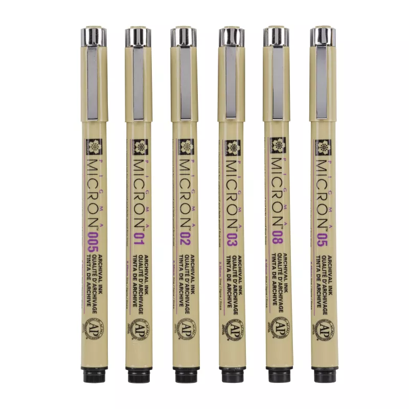 Sakura Pigma Micron Fineliner rašiklių rinkinys 6 vnt. juodi